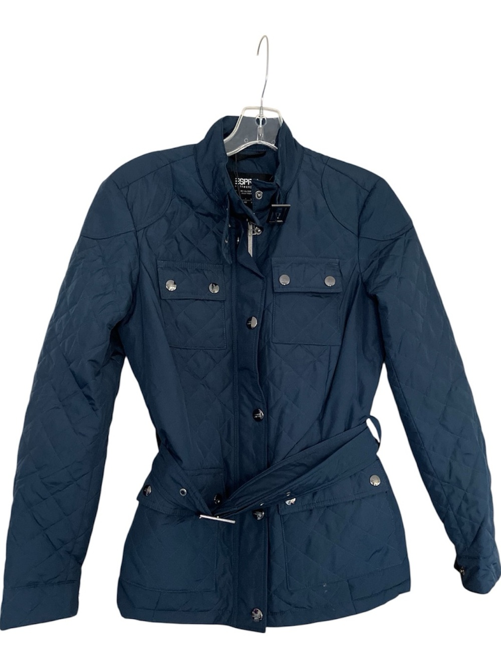 Esprit Navy Quilted Belted Puffer Jacket Sz small